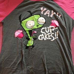 Invader Zim cupcake t-shirt, 3/4 sleeve